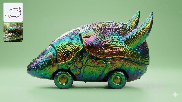 نسخه‌ای از ماشین اسباب‌بازی با متریال متفاوت، خروجی Nano Banana